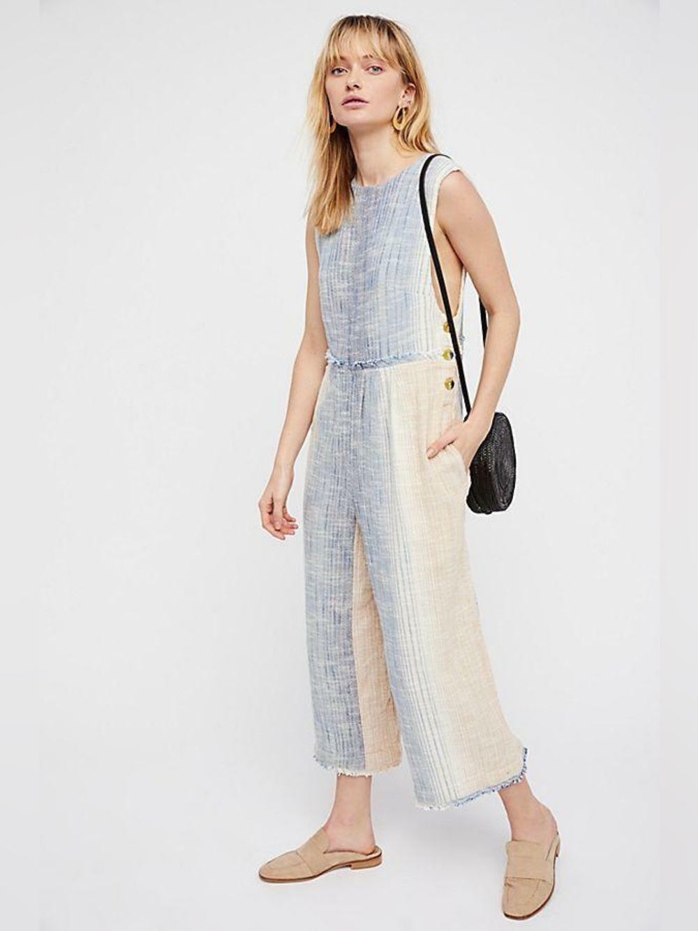 Free People Moab Jumpsuit, 100% cotton, size small in neutral combo